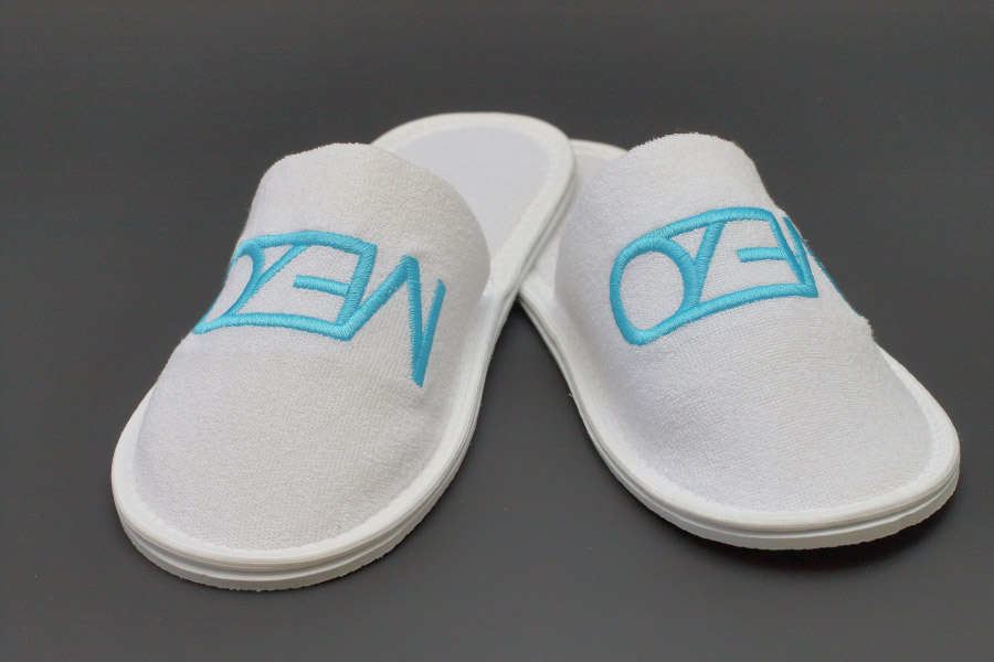 photo of terry slippers with embroidery, general view